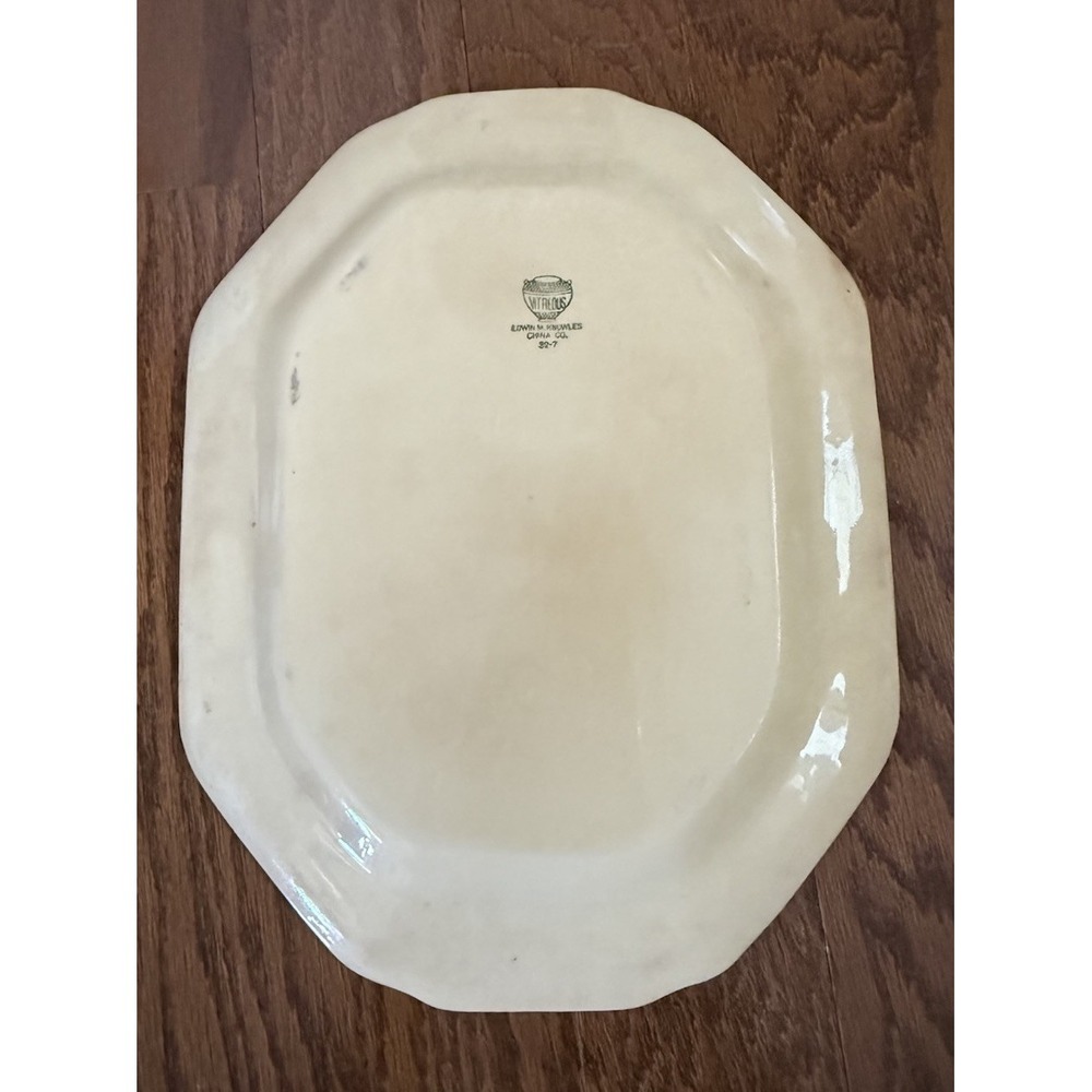 Vintage Edwin Knowles Floral China Serving Dish Platter 32-7 Cream Pink Cottage - Picture 4 of 8